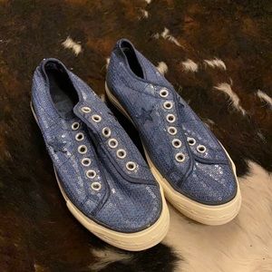 Converse One Star Sequin Shoes 6.5 Blue New
